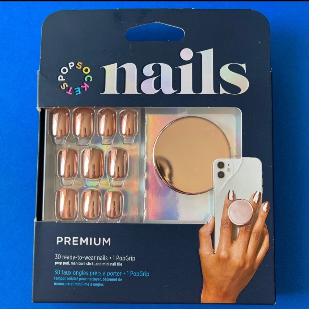 Popsocket - PREMIUM Gold Mirror Nails & Popgrip